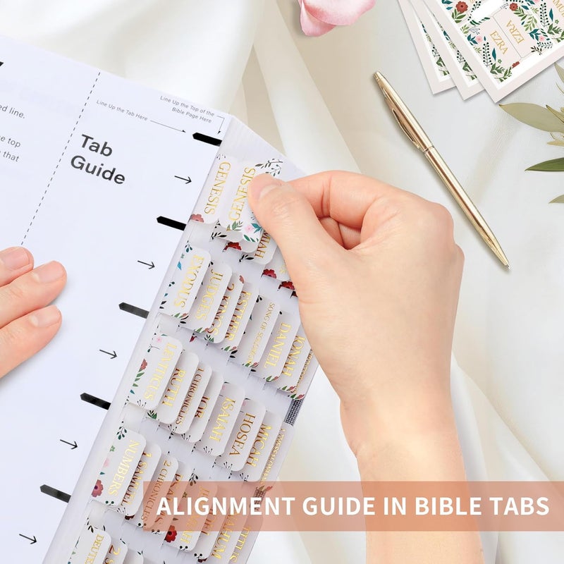 Taja Bible Tabs for Women & Men, Laminated Bible Tabs for Study Bible, Large Print Bible Tabs for Easy Navigation, Bible Index Tabs, 66 Tabs Old & New Testament, Extra 9 Blank Tabs - Vintage Floral - Image 5